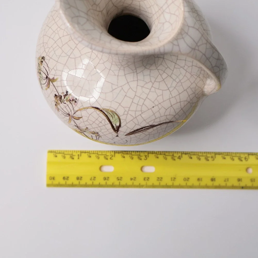 Vintage West Germany 314-18 Crackle Glaze Floral‎ Pitcher Ewer MCM Pottery